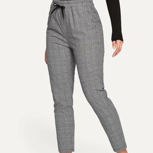 Shein pants glen plaid drawnstring